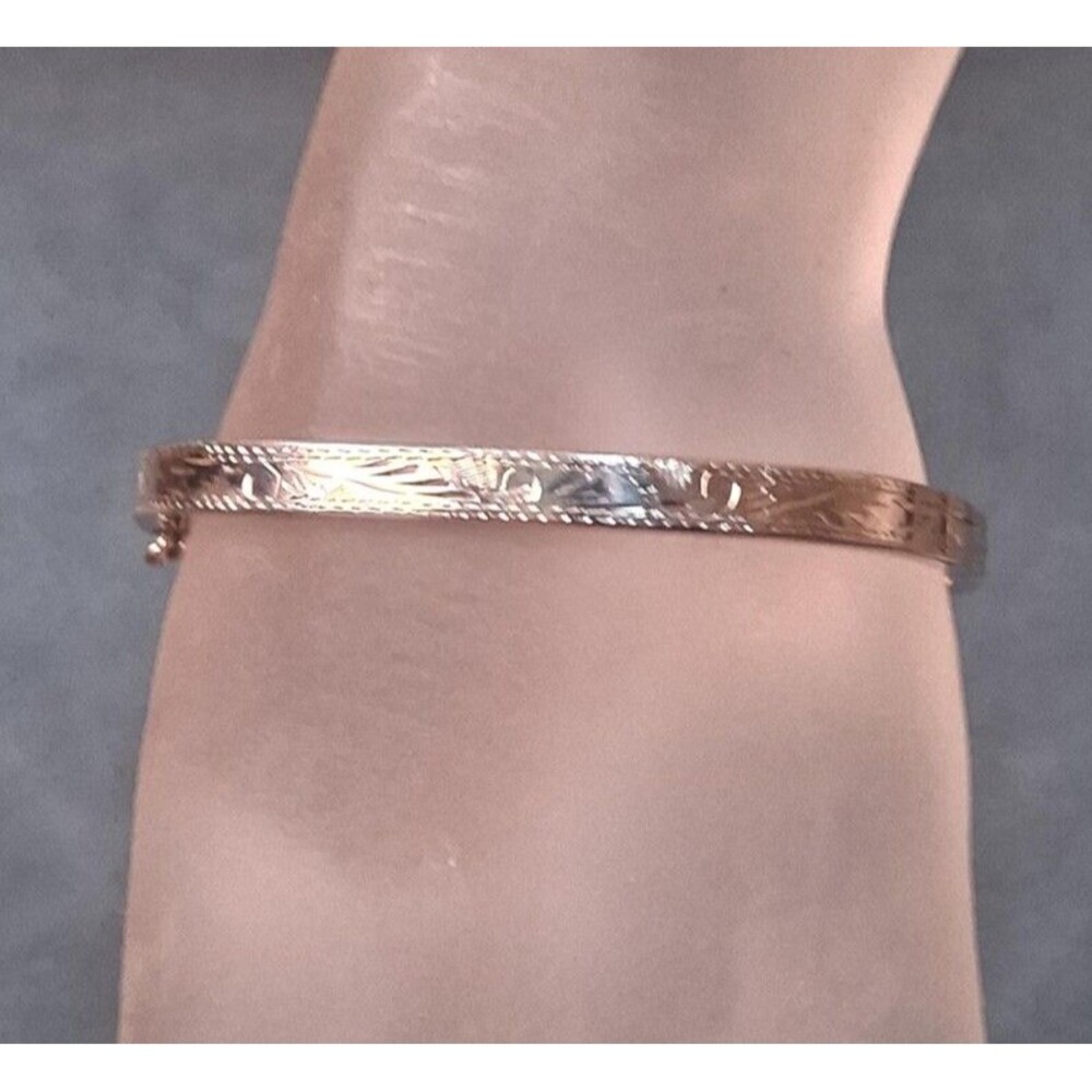 Vintage Etched Sterling Bracelet ND Marked Square